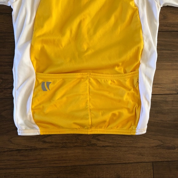 Concurve Mens Cycling Shirt Jersey Yellow White Size M 1/2 Zip Pockets - Picture 9 of 11